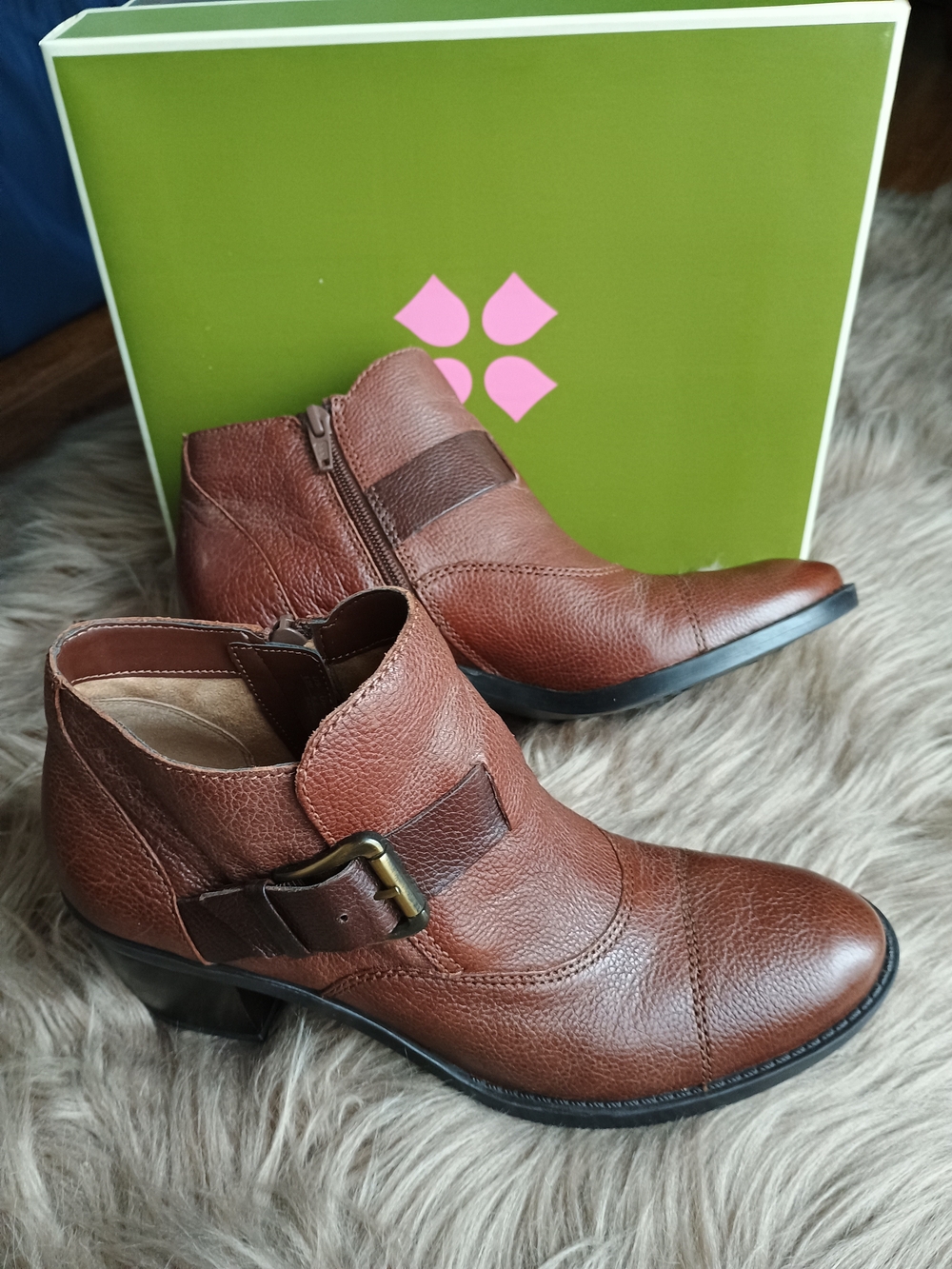 Naturalizer Women's Brown Leather Ankle Boots with Buckle